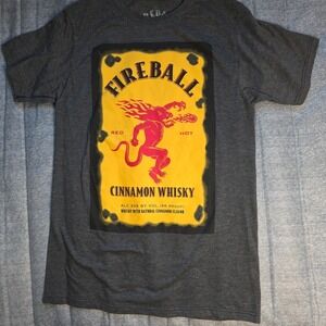 Ripple Junction Fireball Whiskey T Shirt Mens L Short Sleeve Graphic Print Gray